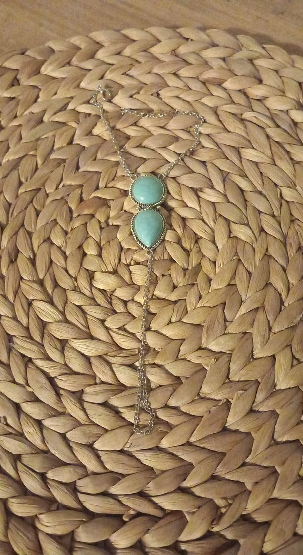 Turkuaz Zincir Detaylı Bohem Kadın El Zinciri - Görsel 4