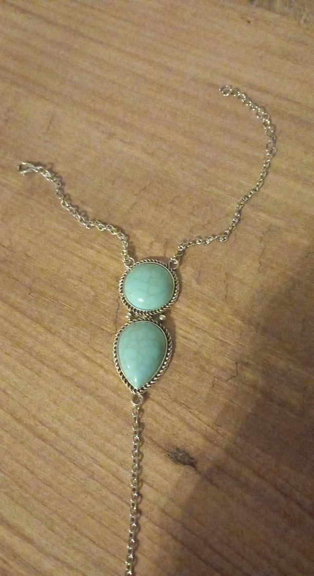 Turkuaz Zincir Detaylı Bohem Kadın El Zinciri - Görsel 5