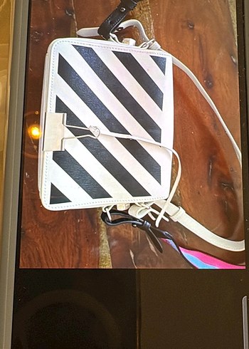 Zebra Desenli Off white orginal Beyaz Deri Kadın Çanta - Görsel 2