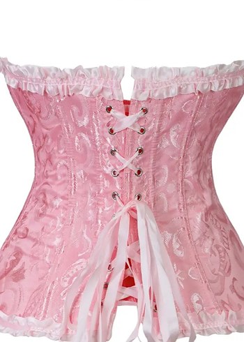 Sheinside Dantel Detaylı Pembe Straplez Büstiyer
