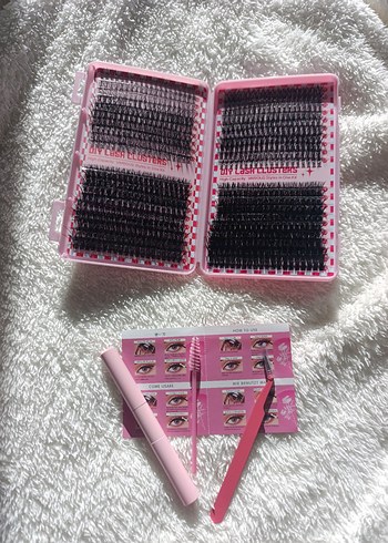 Pembe Takma Kirpik Seti ve Aksesuarları - Görsel 2