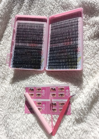 Pembe Takma Kirpik Seti ve Uygulama Araçları - Görsel 5