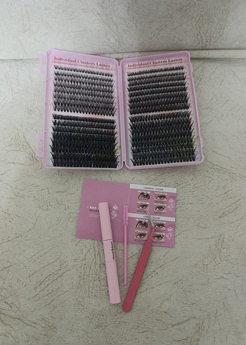 Pembe Takma Kirpik Seti ve Uygulama Araçları - Görsel 4