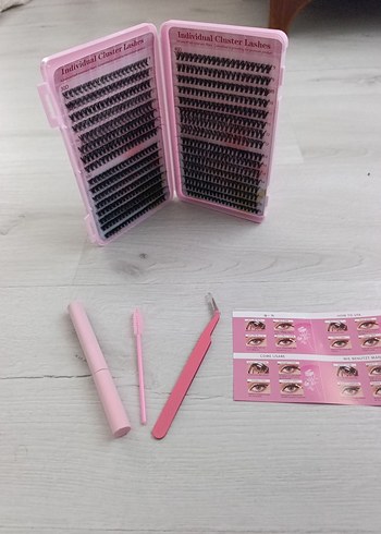 Pembe Takma Kirpik Seti ve Uygulama Araçları - Görsel 2