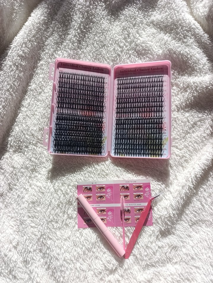 Pembe Takma Kirpik Seti ve Aksesuarları YAPIŞTIRICISİZ - Görsel 3