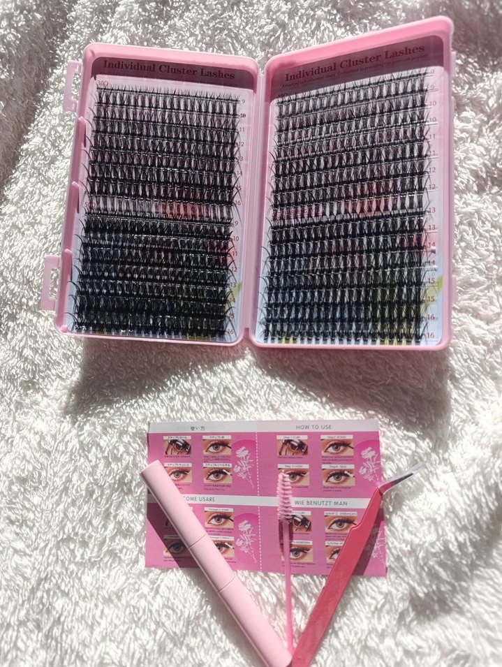 Pembe Takma Kirpik Seti ve Aksesuarları YAPIŞTIRICISİZ - Görsel 4