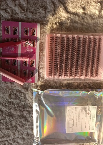 Pembe Işıltılı Takma Kirpik Seti - Görsel 3