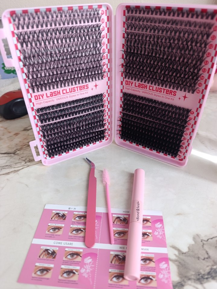 Pembe Sahte Kirpik Seti ve Uygulama Fırçası - Görsel 3