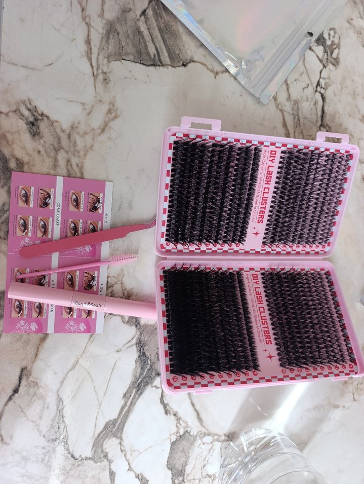 Pembe Işıltılı Takma Kirpik Seti - Görsel 3