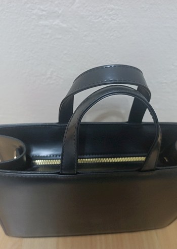 Siyah Deri Tokalı Kadın Ofis Çantası - Görsel 2