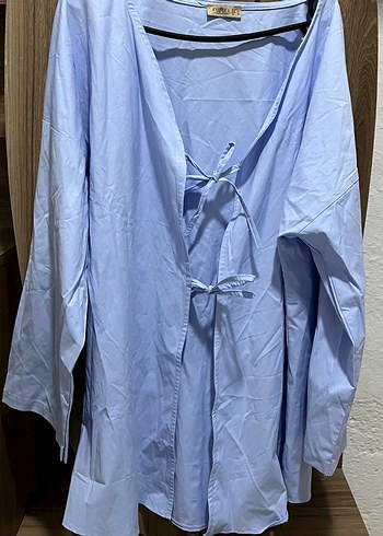 Açık mavi kadın tesettür kimono
