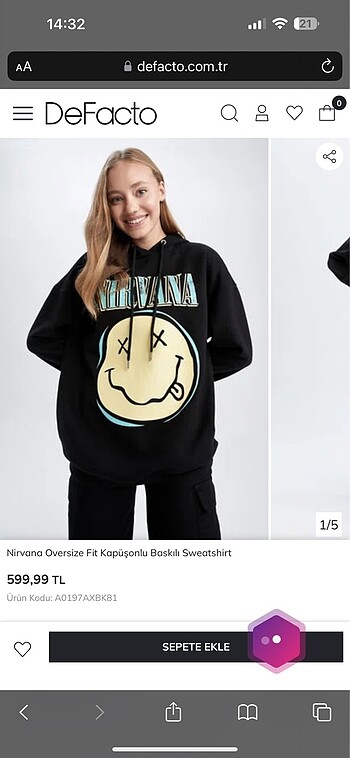 s Beden Defacto Nirvana Sweatshirt