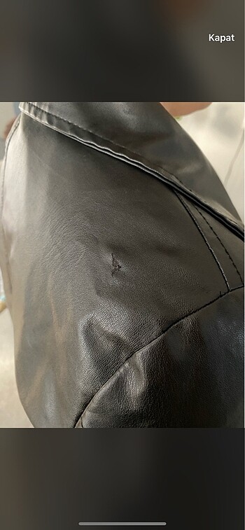 Deri uzun ceket kruvaze - Görsel 5