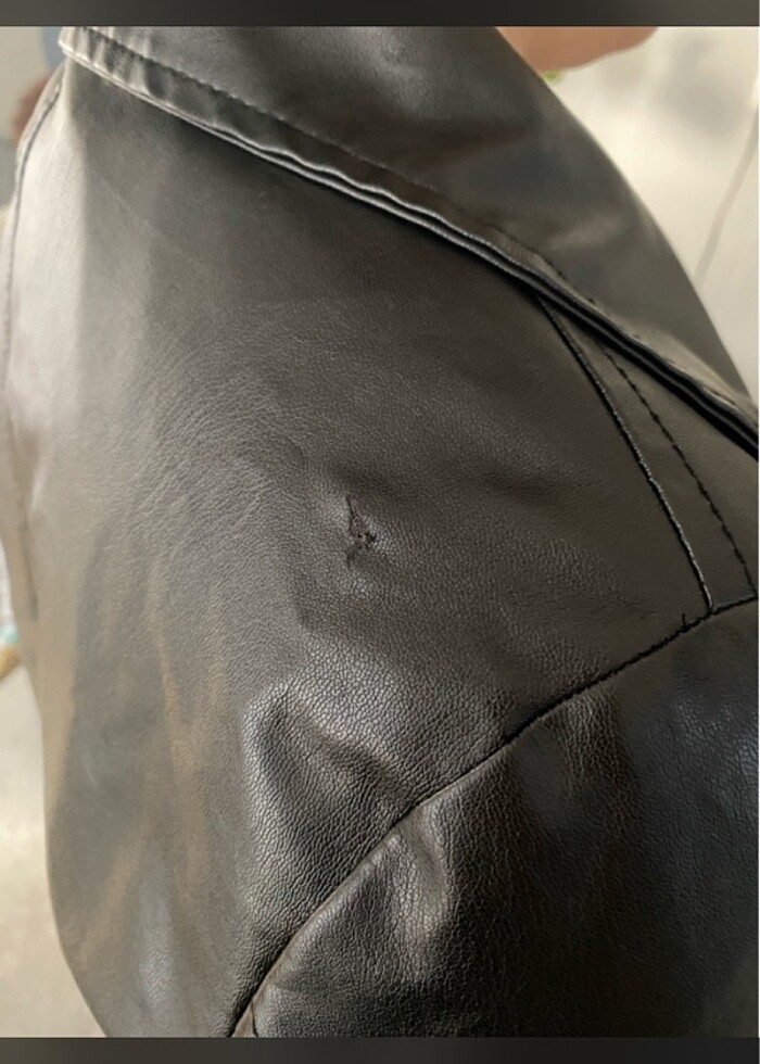 Deri uzun ceket kruvaze - Görsel 5