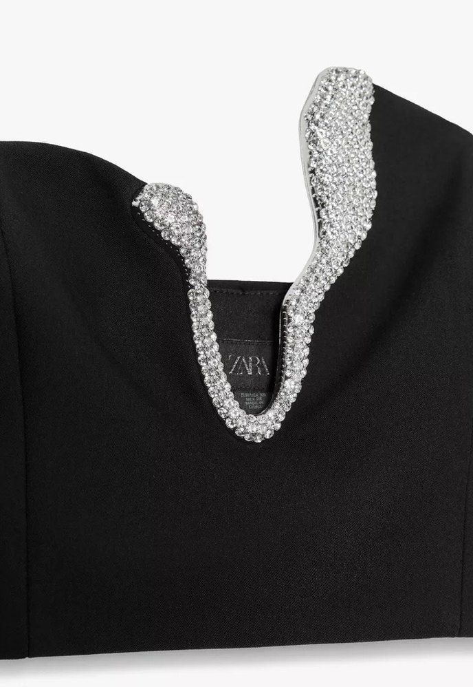 Siyah Taş İşlemeli Straplez Mini Bustiyer - Görsel 5