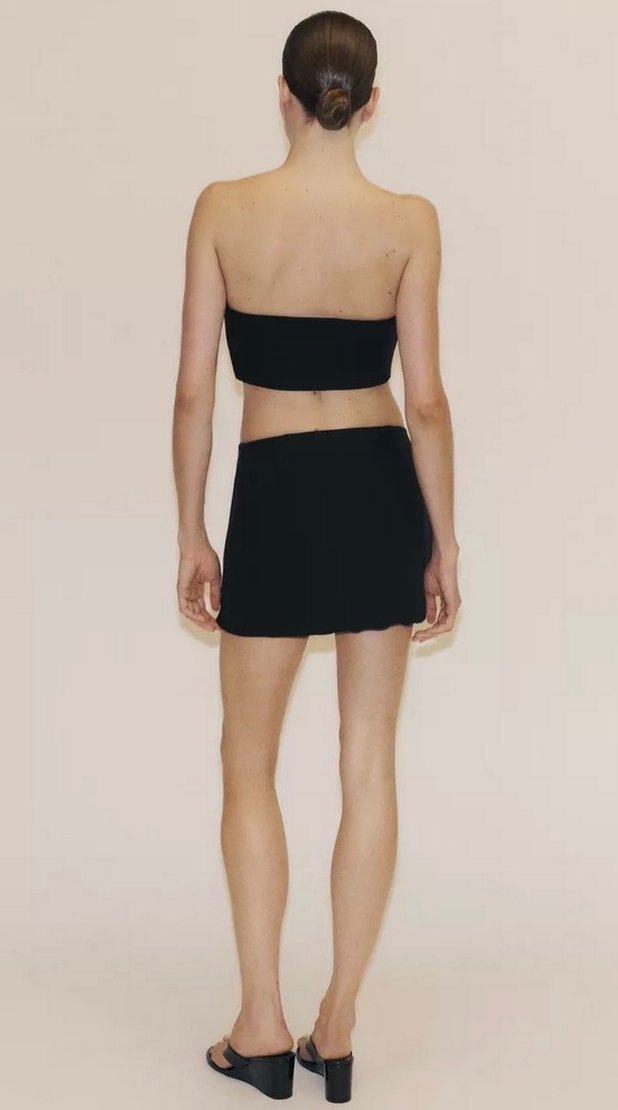 Siyah Taş İşlemeli Straplez Mini Bustiyer - Görsel 4