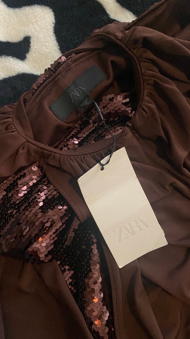 Kahverengi Drapeli Straplez Mini Elbise - Görsel 5