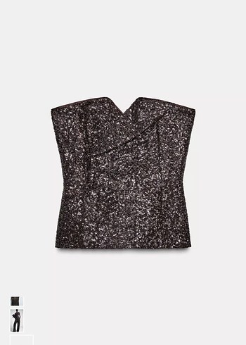 Kahverengi Straplez pullu Kadın - Görsel 3