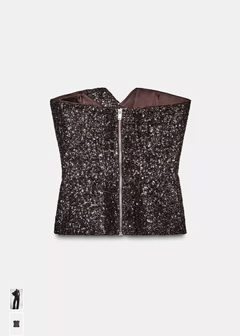 Kahverengi Straplez pullu Kadın - Görsel 4