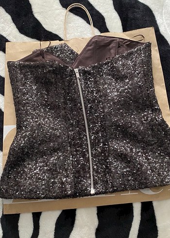 Kahverengi Straplez pullu Kadın - Görsel 6