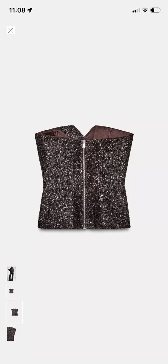 Kahverengi Straplez pullu Kadın - Görsel 4