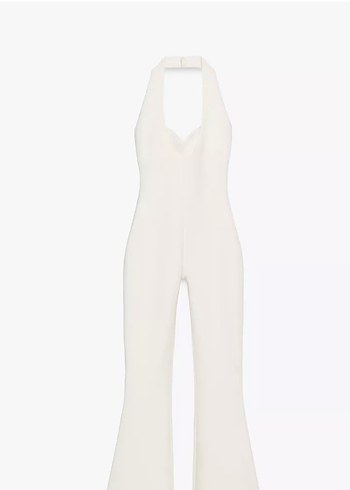 Beyaz V Yaka Kadın Uzun Tulum - Görsel 4