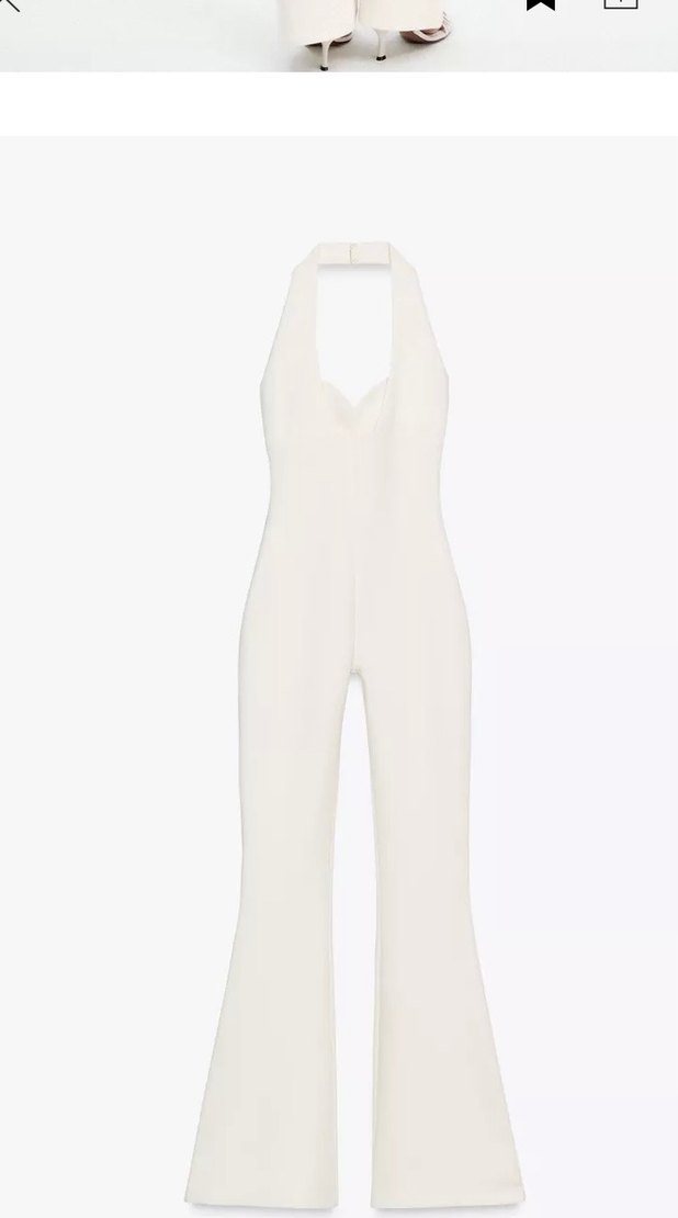 Beyaz V Yaka Kadın Uzun Tulum - Görsel 4