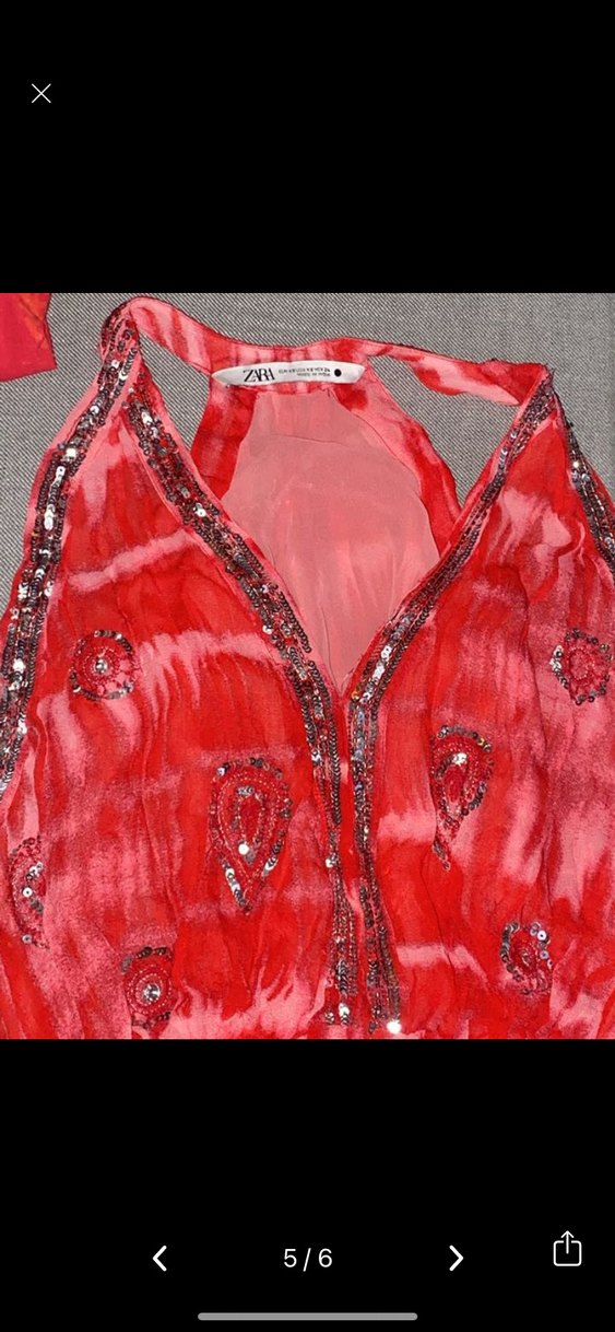 Boncuk İşlemeli Kırmızı Mini Bohem Elbise - Görsel 3