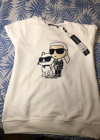 Karl Lagerfeld Beyaz Baskılı Sweatshirt
