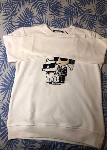 Karl Lagerfeld Karl Lagerfeld Beyaz Baskılı Sweatshirt
