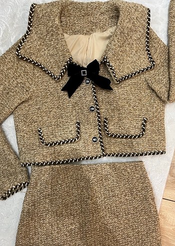 Kahverengi Mini Ceket Etek Takım - Görsel 2