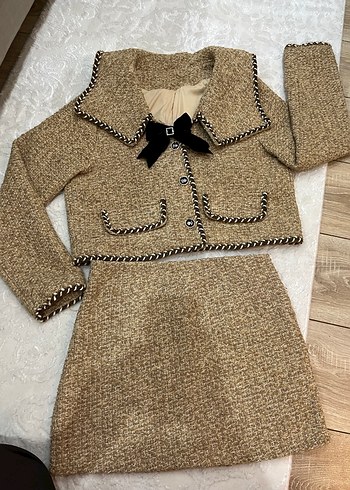 Kahverengi Mini Ceket Etek Takım - Görsel 3