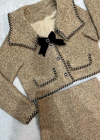 Kahverengi Mini Ceket Etek Takım - Görsel 4