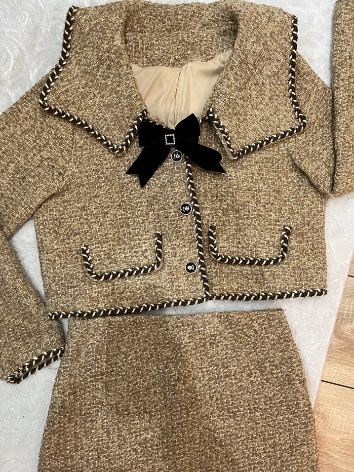 Kahverengi Mini Ceket Etek Takım - Görsel 2