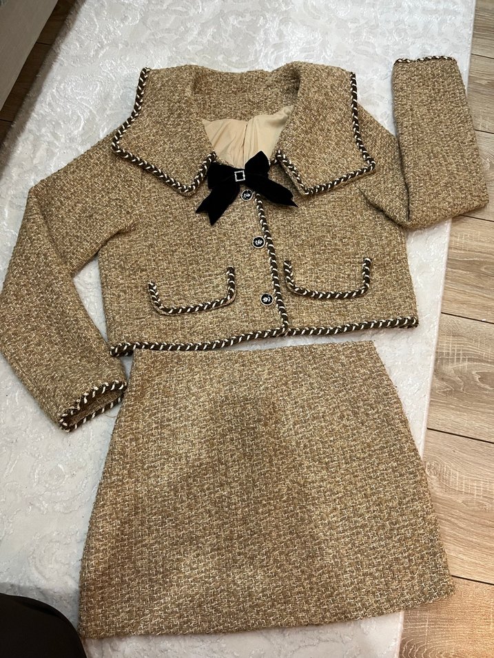Kahverengi Mini Ceket Etek Takım - Görsel 3