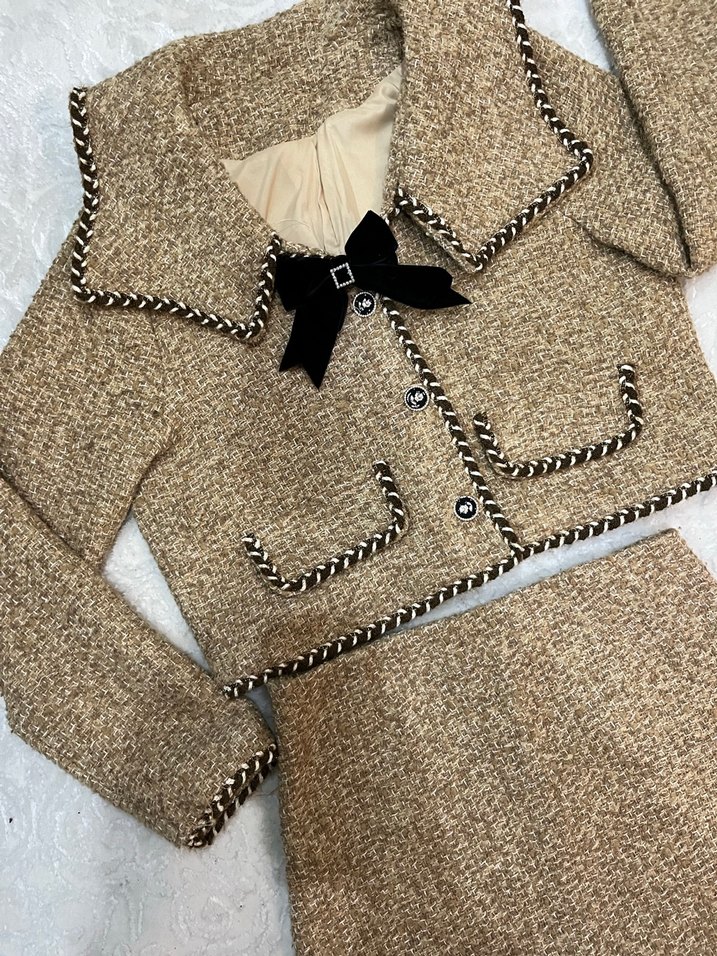 Kahverengi Mini Ceket Etek Takım - Görsel 4