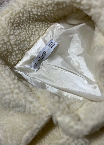 Krem Rengi Peluş Kadın Midi Ceket - Görsel 5