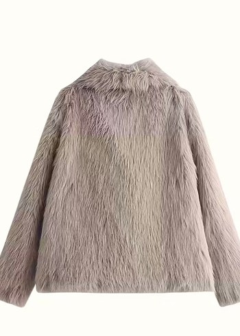 Bej Gri Peluş Kadın Mont - Görsel 2