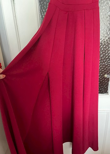 Bordo Drapeli Uzun Abiye Elbise - Görsel 2