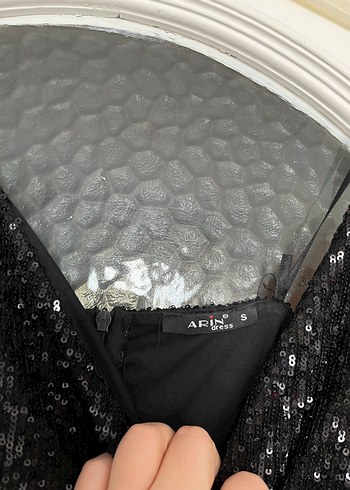 Siyah Payetli Straplez Drapeli Uzun Abiye Elbise - Görsel 6