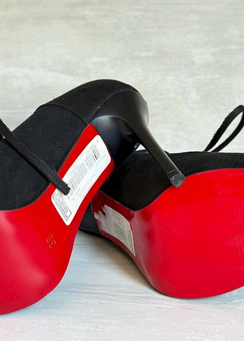 Diğer Siyah Süet Stiletto Bağcıklı Kadın Ayakkabı