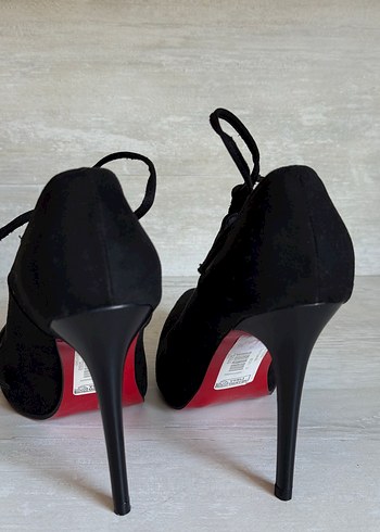 39 Beden siyah Renk Siyah Süet Stiletto Bağcıklı Kadın Ayakkabı