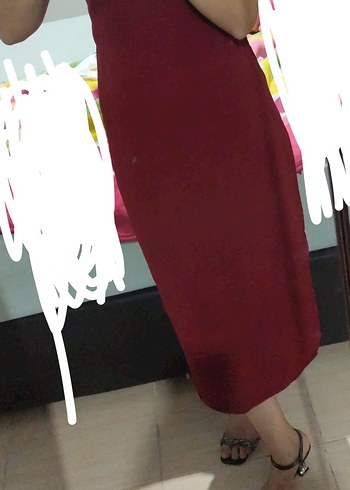 Bordo Drapeli Midi Etek. - Görsel 2