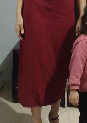 Bordo Drapeli Midi Etek. - Görsel 3