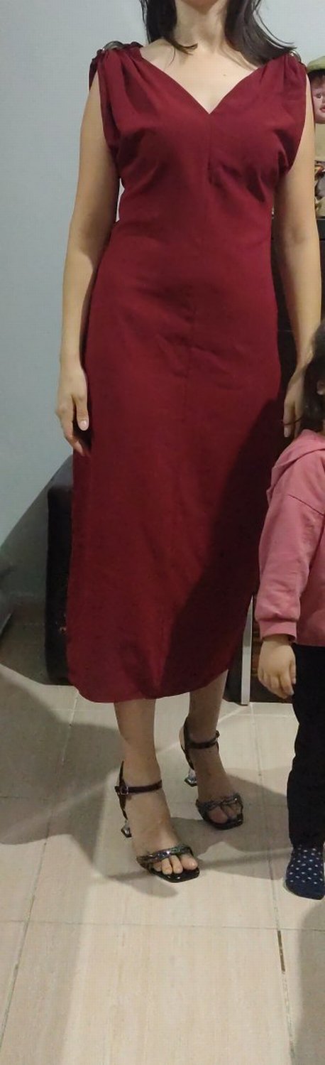 Bordo Drapeli Midi Etek. - Görsel 3