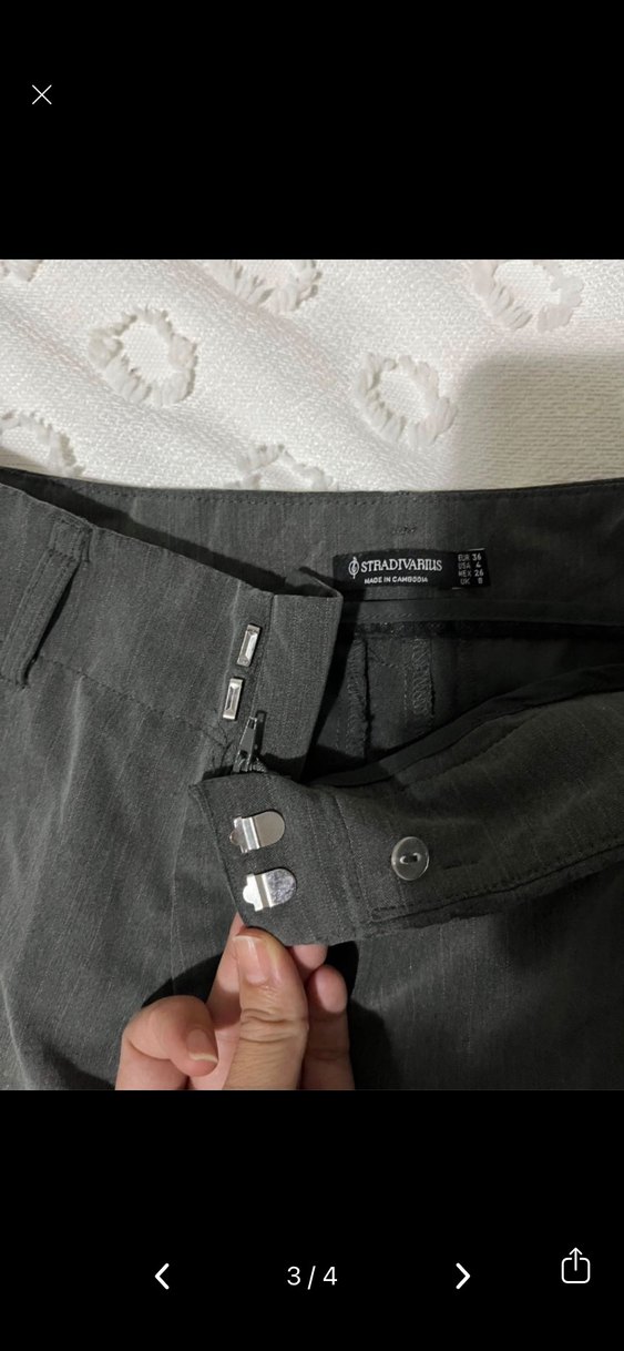 Gri Kemerli Kadın Kumaş Pantolon KEMER DAHİL DEĞİLDİR - Görsel 3