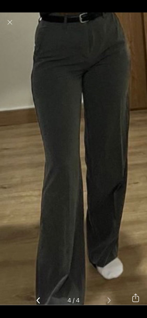 Gri Kemerli Kadın Kumaş Pantolon KEMER DAHİL DEĞİLDİR - Görsel 4