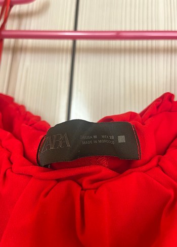Zara Zara Kırmızı Mini Drapeli Straplez Abiye Elbise