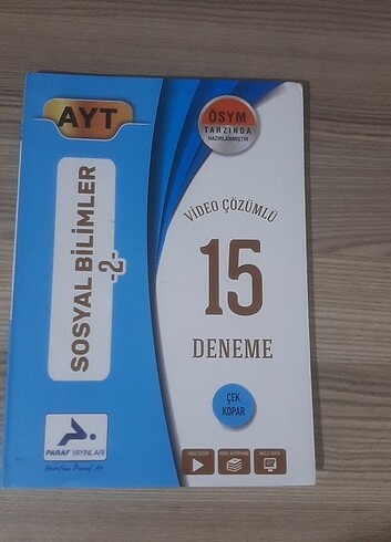 Paraf yayınları ayt sosyal 2 15 deneme 