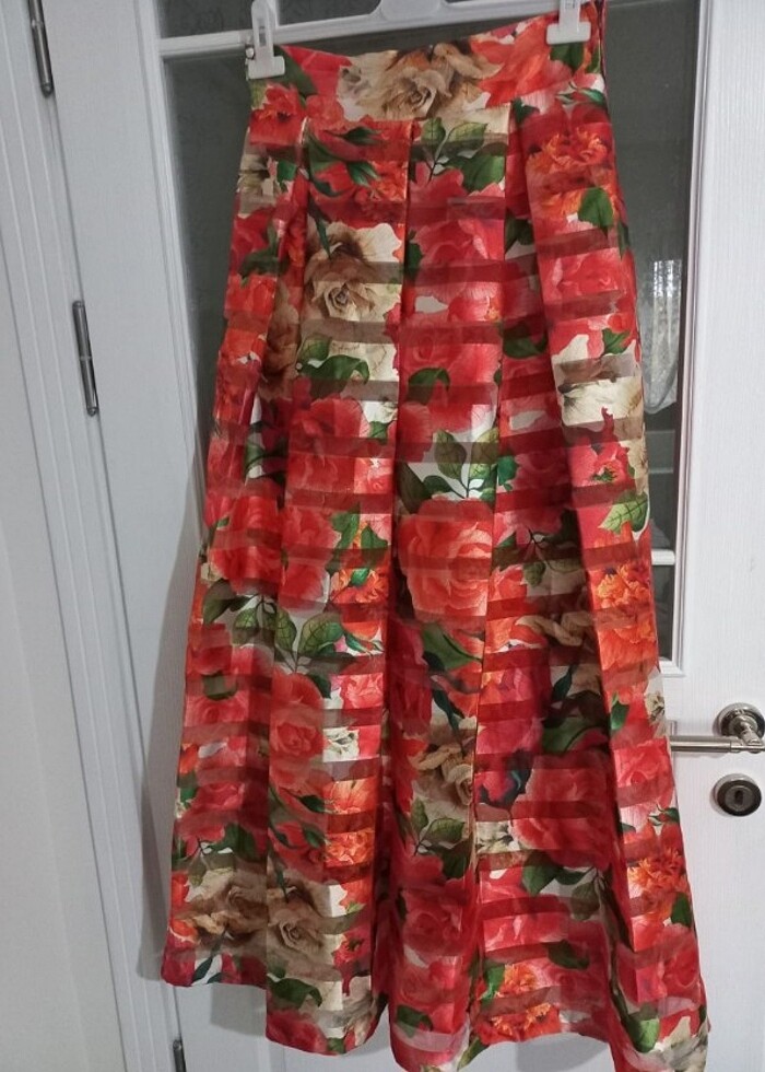 Şerit organze özel dikim Abiye etek - Görsel 2